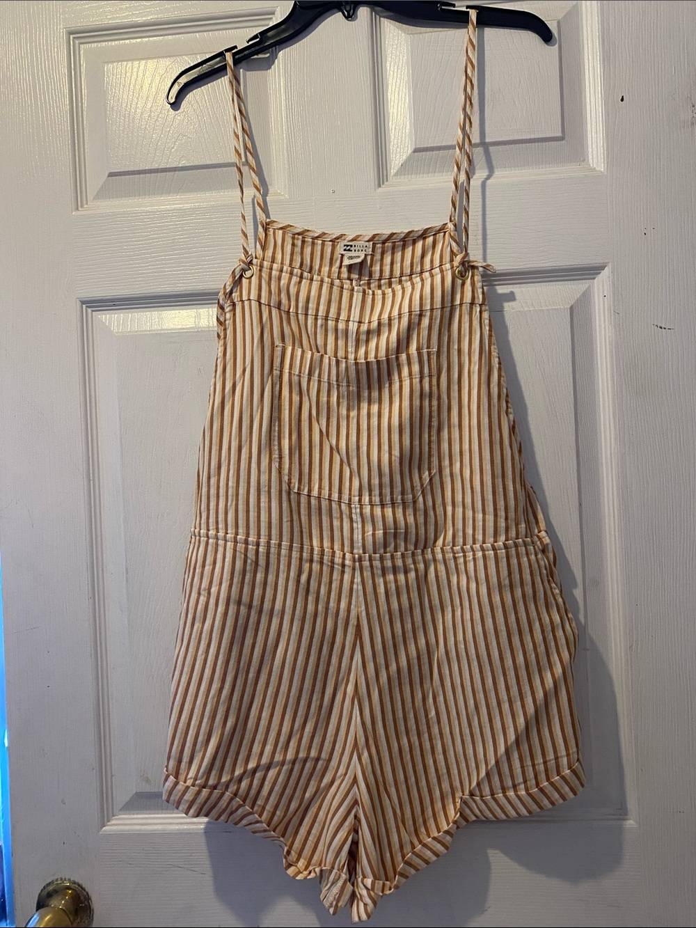 Billabong Striped Tank Romper in Cream & Tan